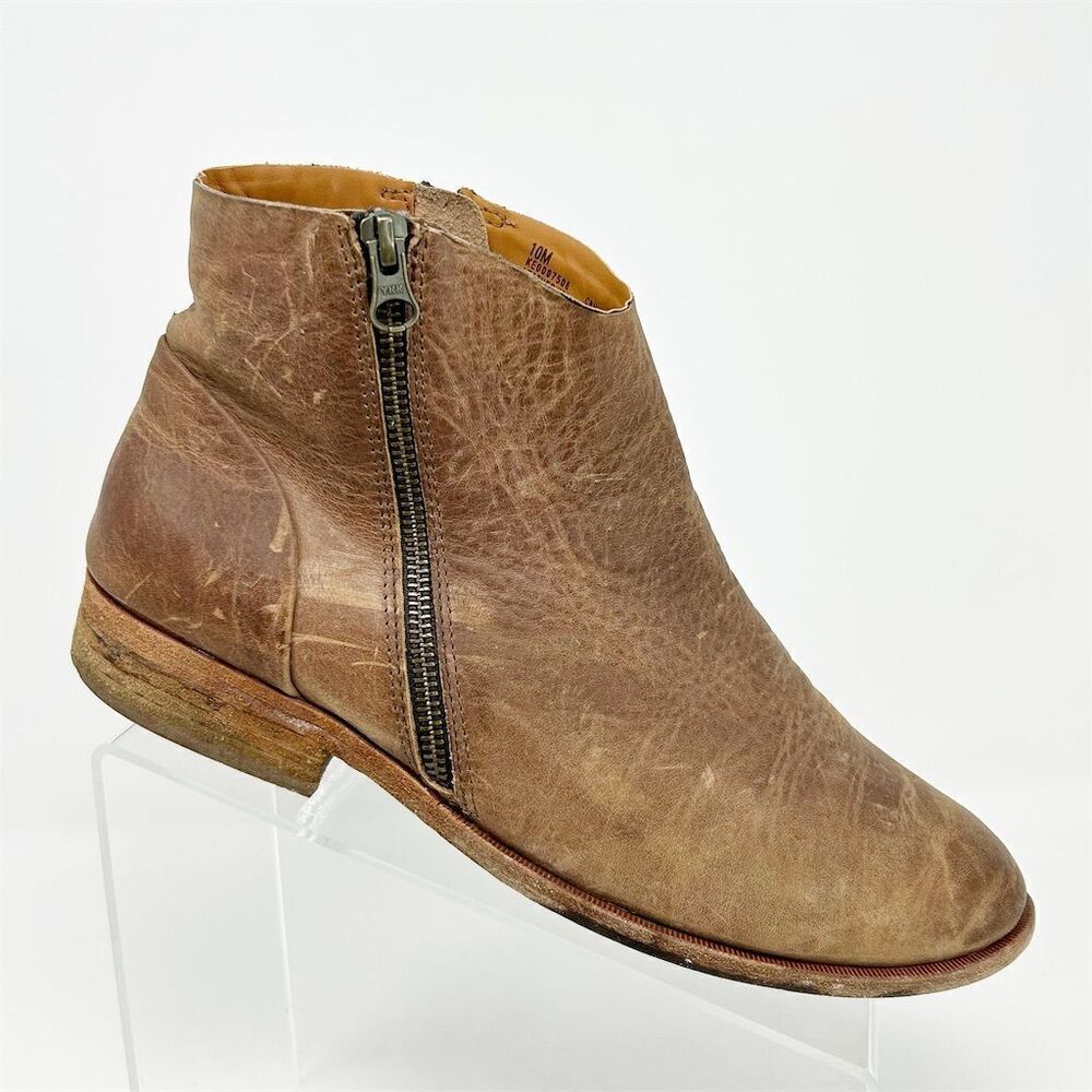 Kork-Ease Women's Brown Leather Ankle Boots Size 10M Outside Zipper Durable